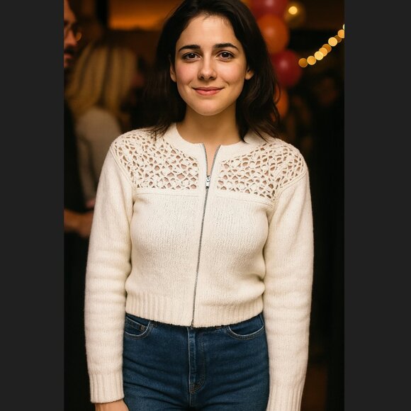 Torrid Women's Knit/Crochet Sweater Size 2 White Cropped - Picture 1 of 9